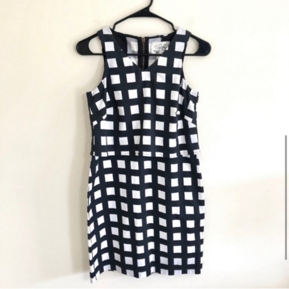 Anthropologie Tabitha Gridway black  white  shift dress, size 6 - Picture 4 of 12